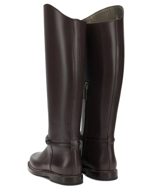 Brunello Cucinelli Brown "Monili" Knee-High Boots