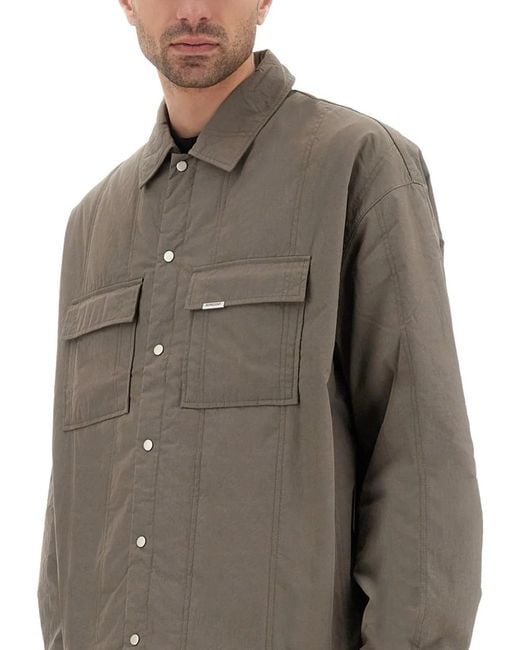 Represent Gray Quilted Overshirt for men