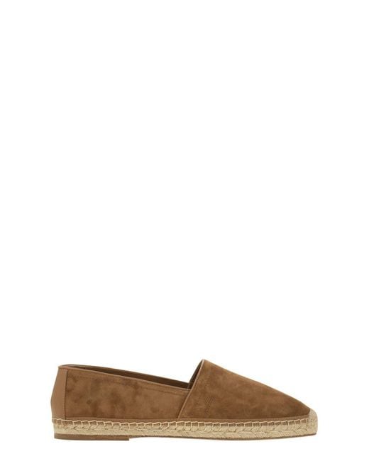 Brunello Cucinelli Brown Washed Suede Espadrilles With Beading for men