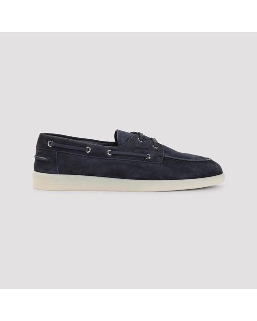 Prada Blue Suede Loafers for men