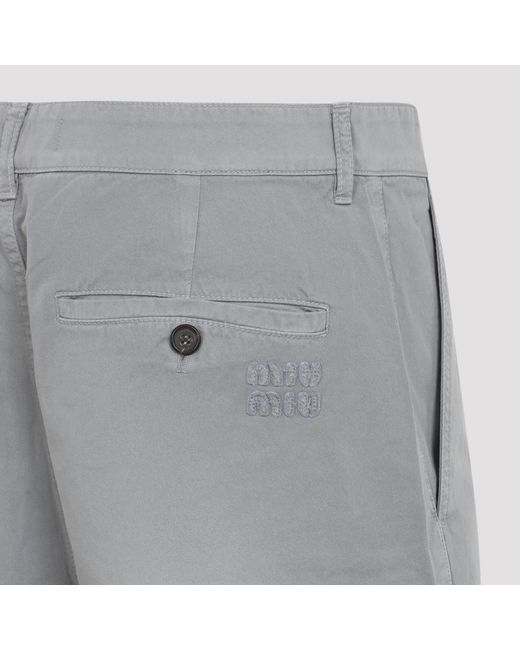Miu Miu Gray Acciaio Cotton Trousers