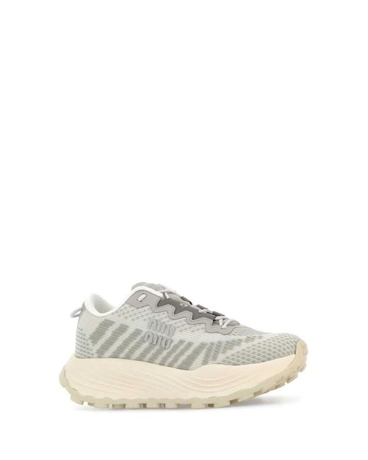 Miu Miu White Two-Tone Fabric Sneakers