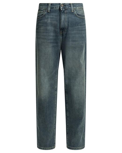 Carhartt Blue Aaron Wide Leg Cotton Jeans for men