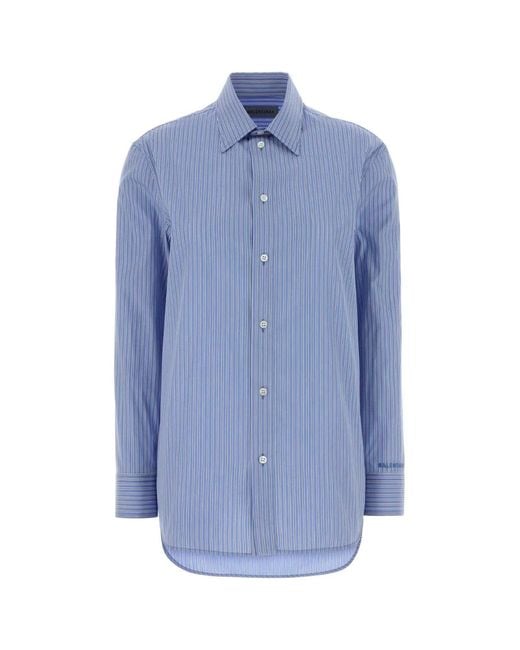 Balenciaga Blue Embroidered Poplin Shirt