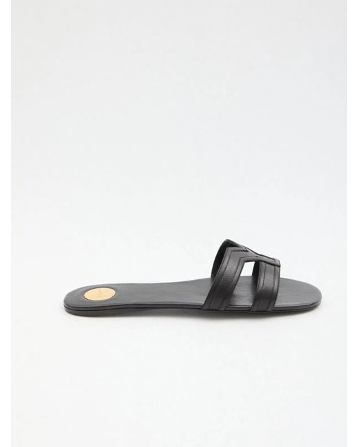 Saint Laurent White Mabrouka Leather Sandals