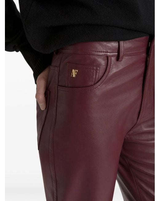 Alberta Ferretti Red Faux Leather Trousers