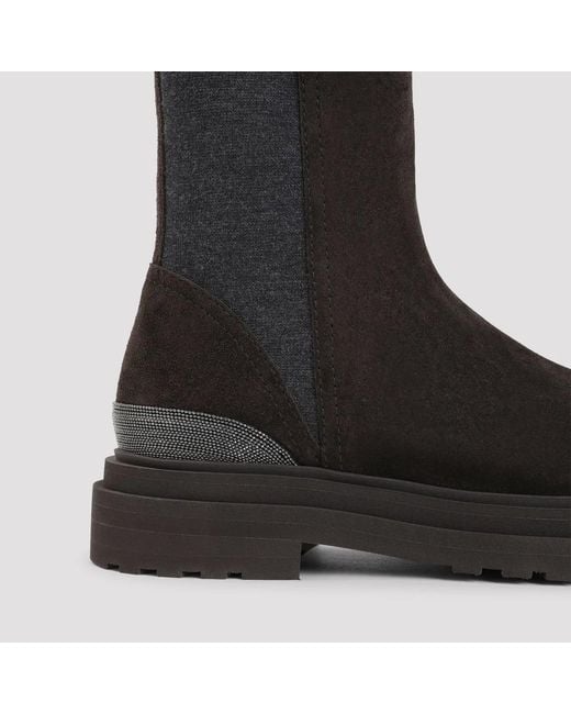 Brunello Cucinelli Black Suede Boot
