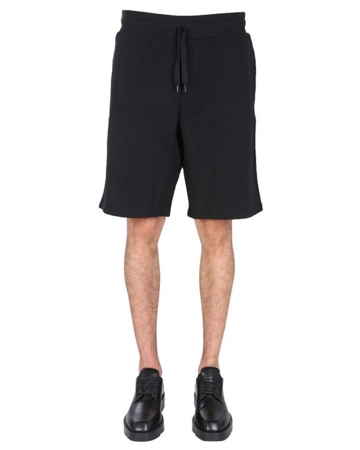 Moschino Couture Black Bermuda With Logo Embroidered for men