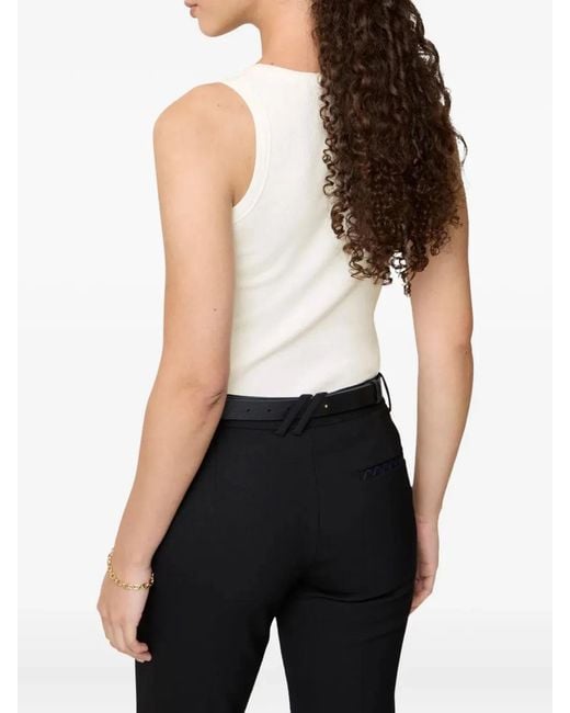 Burberry White Cotton Blend Tank Top With Check Trim
