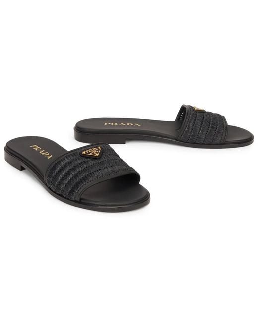 Prada Black Slider Sandals