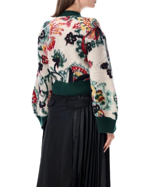 Sacai Black Floral Jacquard Cardigan