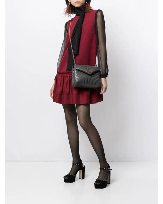 Saint Laurent Gray Luxurious Storm Calfskin Shoulder Bag For