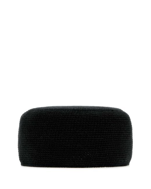 The Row Black Cashmere Perleaf Hat