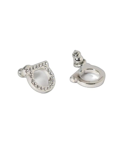 Ferragamo Metallic Gancini Crystal Earrings