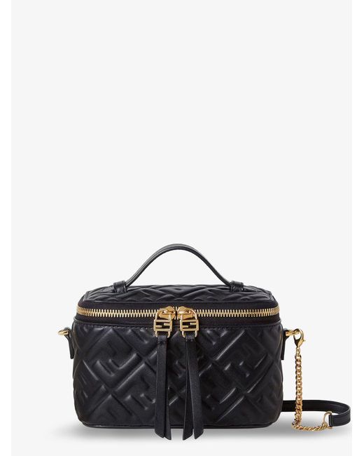 Fendi Black Vanity Leather Shoulder Bag With Ff Motif