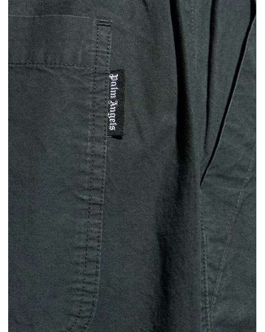 Palm Angels Blue "Curved Logo Loose" Trousers for men