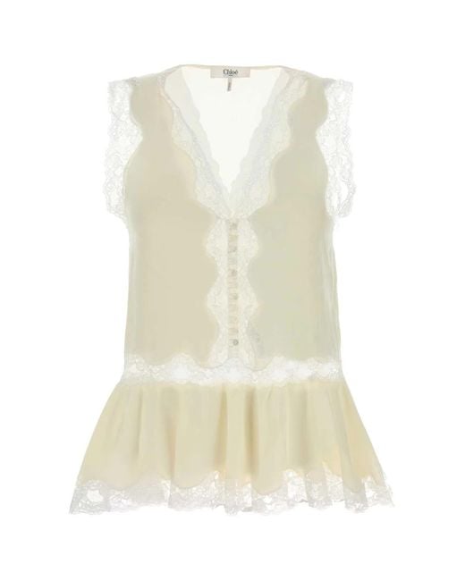 Chloé White Lace V Neck Mini Dress