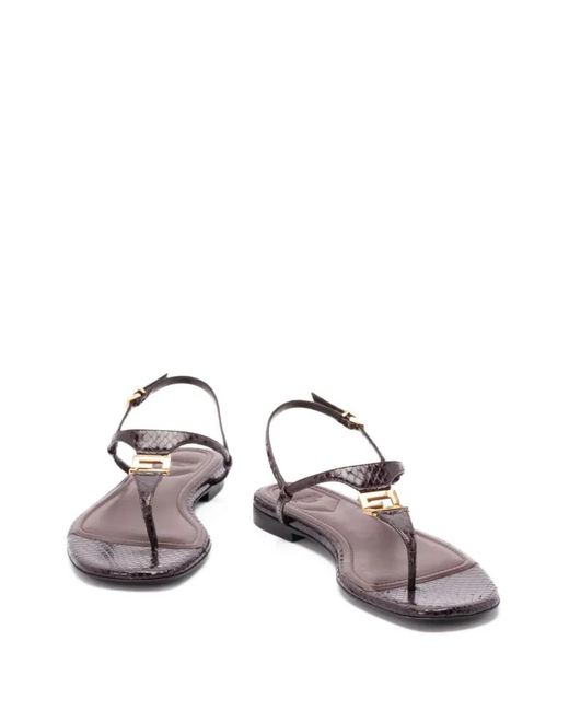 Fendi Blue Ffold Leather Sandals