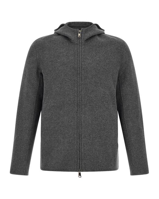 Giorgio Brato Gray Hooded Jacket for men