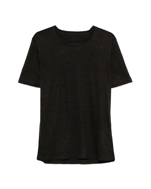 120% Lino Black Linen T-Shirt for men