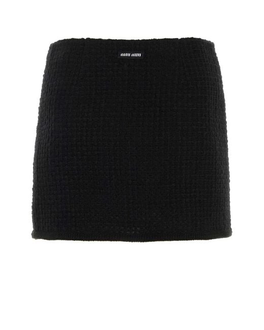 Miu Miu Black Boucle Mini Skirt