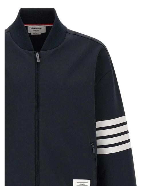 Thom Browne Blue Tech Viscose Bomber Jacket for men