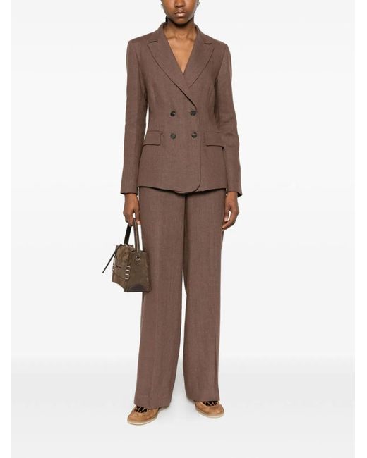 Via Masini 80 Brown Linen Trousers