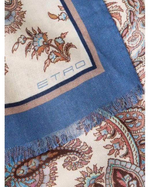 Etro Natural Neutrals Paisley Pattern Scarf for men