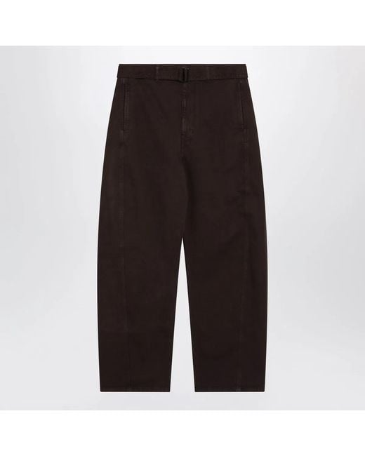 Lemaire Black Cotton Trousers With Belt for men