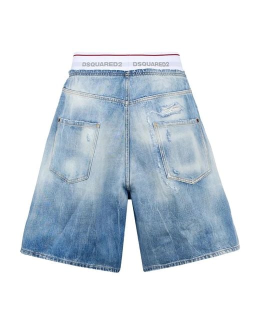 DSquared² Blue Light Wash Surfer Shorts for men
