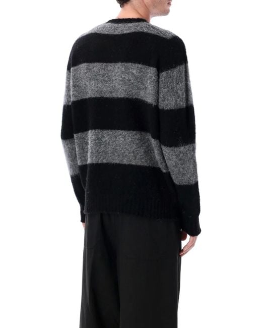 Howlin' By Morrison Black Shaggy Bear Chunky Striped Wool Sweater for men