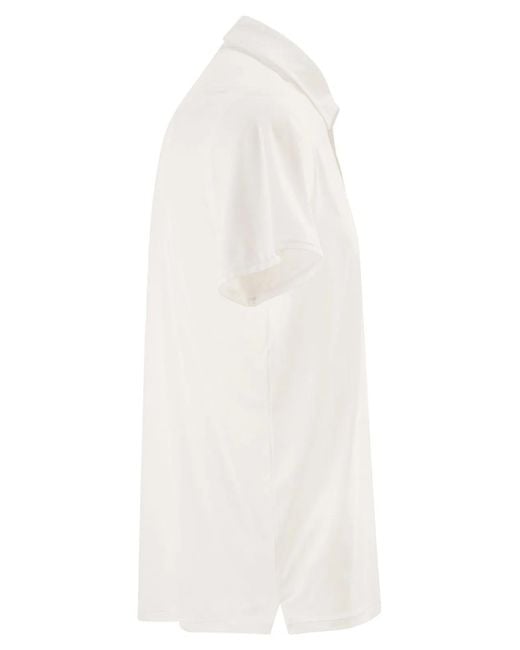 Rrd White Stretch Oxford Polo Shirt for men