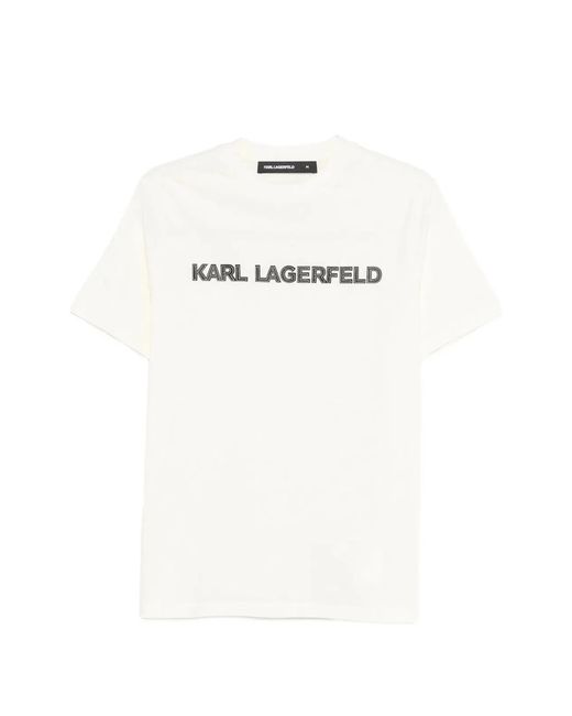 Karl Lagerfeld White Logo-Motif T-Shirt for men