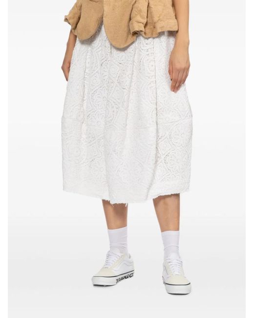 Comme des Garçons White Cotton Midi Skirt
