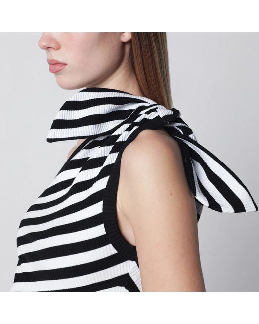 Patou Multicolor And Striped One-Shoulder Mini Dress