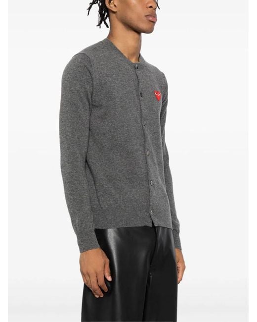 COMME DES GARÇONS PLAY Gray Wool Cardigan for men