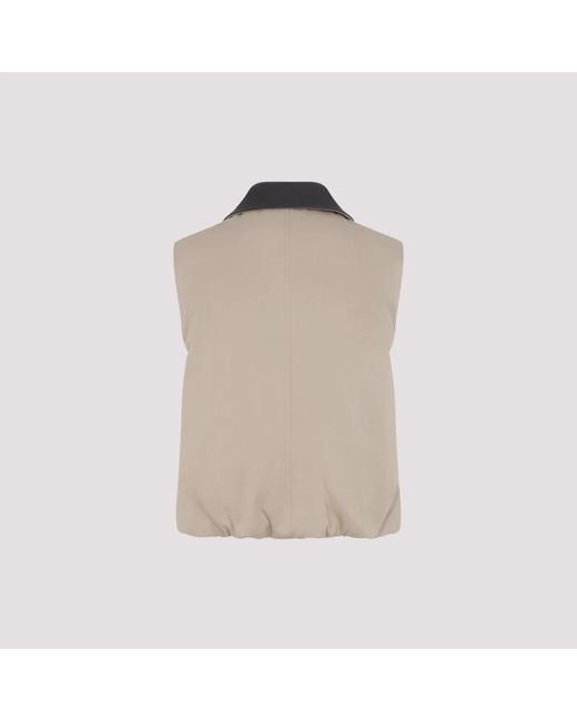 Brunello Cucinelli Brown Tobacco Cotton Padded Reversible Vest