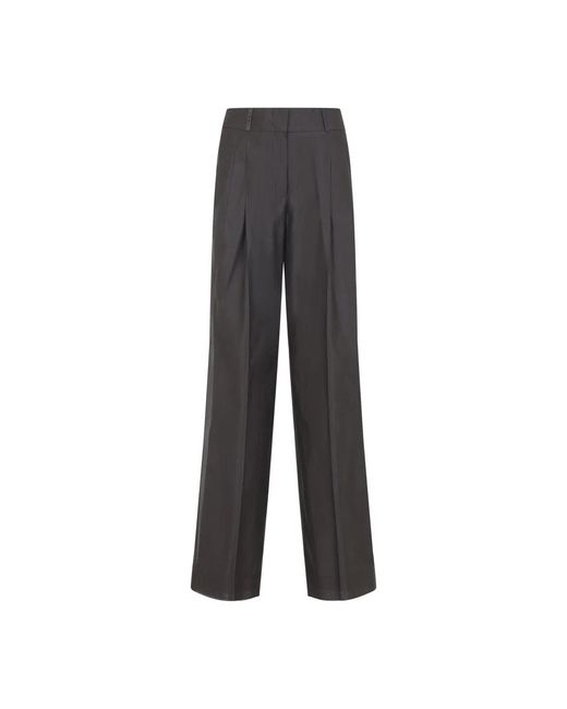 Peserico Gray Cotton And Silk Pants