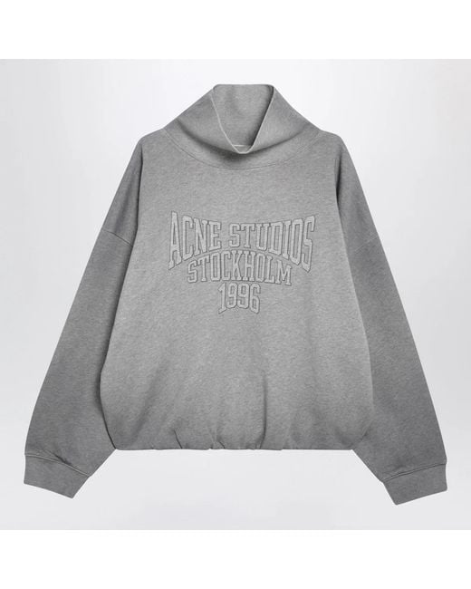 Acne Gray Mélange Fleece Sweatshirt With Logo