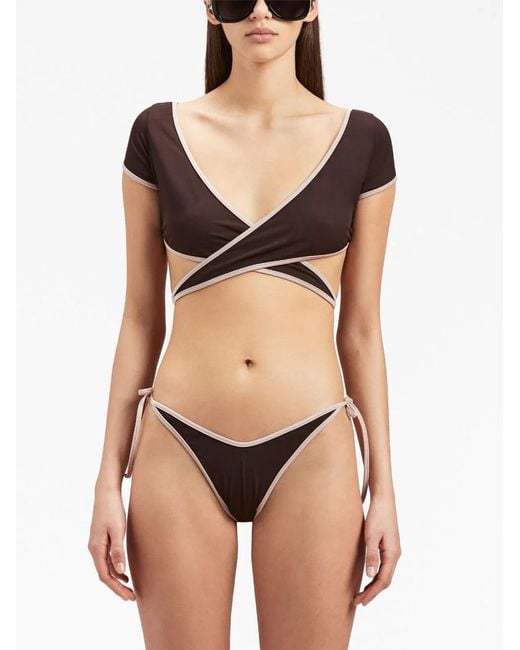 Palm Angels Red Cap-Sleeves Bikini Top