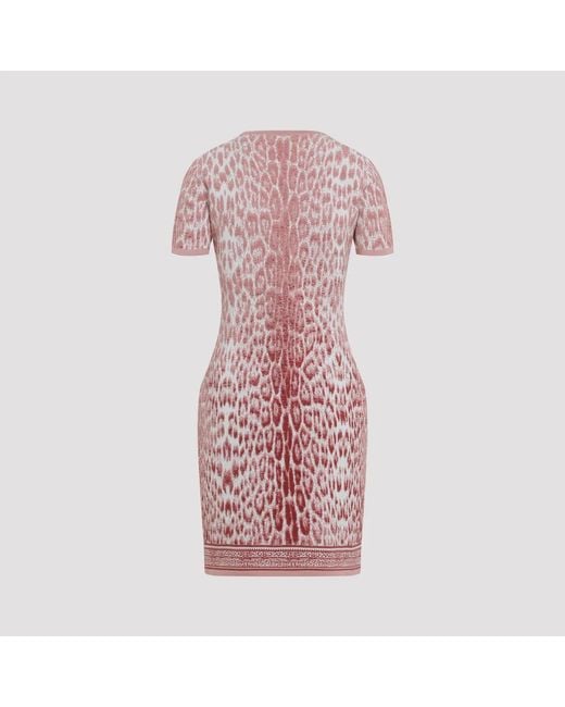 Roberto Cavalli Pink Jaguar Print Dress