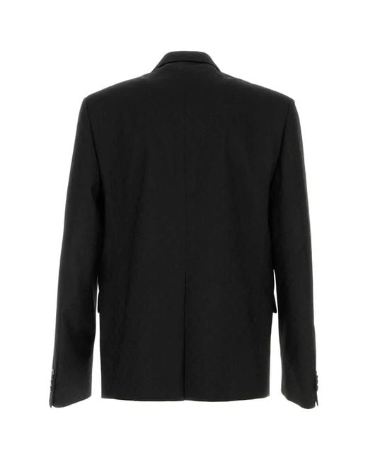 Gucci Black Single-Breasted Gg Wool Blazer for men