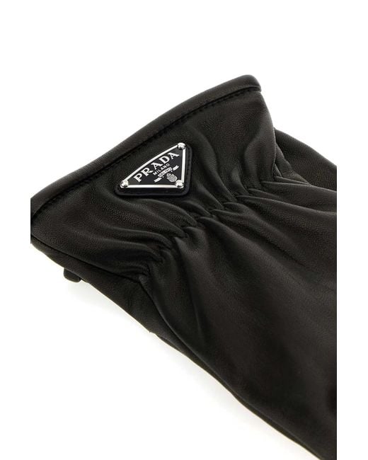 Prada Black Nappa Leather Gloves for men