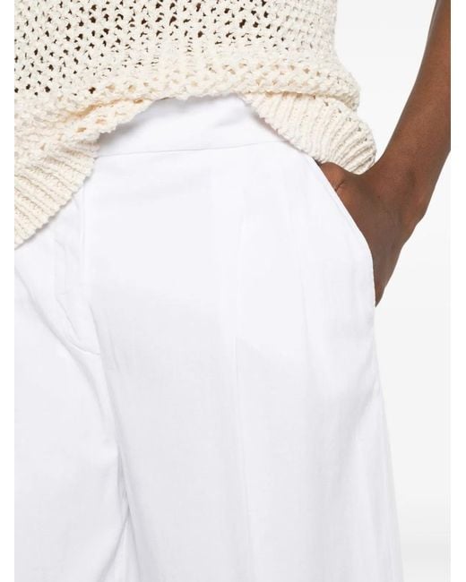 Via Masini 80 White Linen Blend Trousers