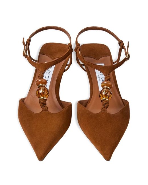 Jimmy Choo Brown Lauri Suede Leather Pumps