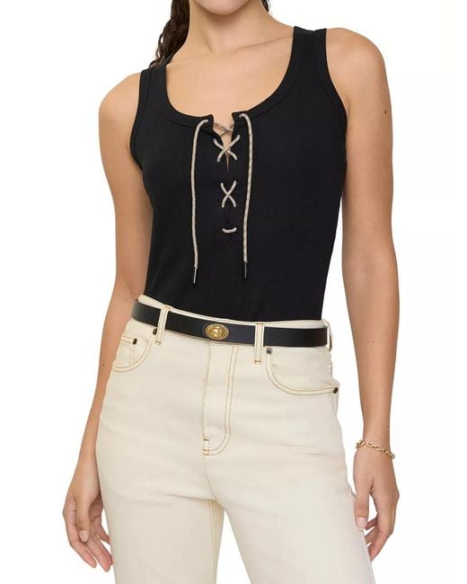 Burberry Black Cotton Blend Tank Top With Check Trim