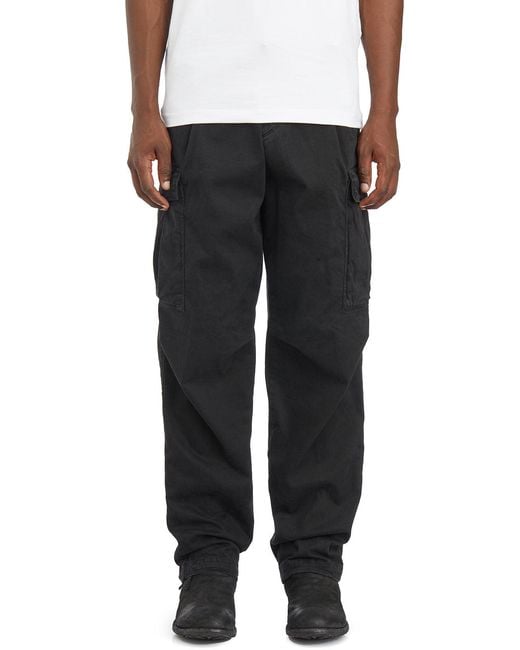 White Sand Black Cotton Cargo Trousers for men