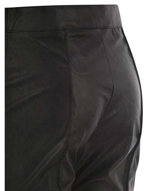 Elisabetta Franchi Black Faux Leather-Effect Flared Trousers