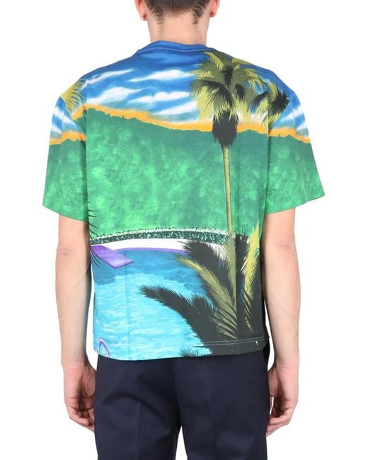 Etro Green California Print T Shirt for men