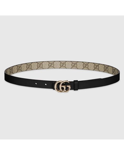 Gucci Black Reversible Gg Marmont Calf Leather Belt
